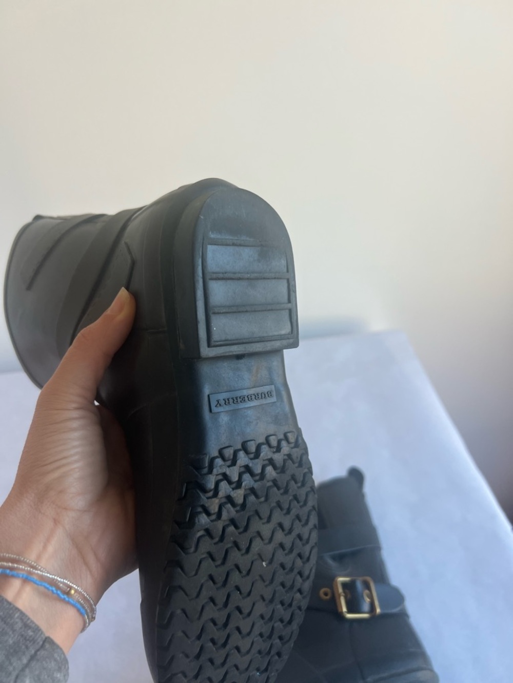 Burberry Black Rubber Mid-Calf Rain Boots - Picture 4 of 7